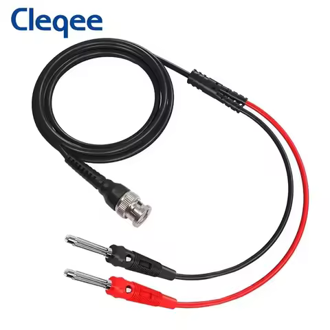 Cleqee P1008A BNC Male to Dual 4mm Stackable Banana Plug With Test Leads Probe Q9 Oscilloscope Cable
