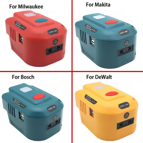 220V Inverter LED Working Light USB Power Bank Charger For Bosch For DeWalt For Makita For Milwaukee