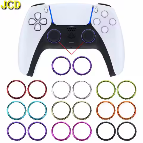 JCD 2pcs Replacement Accessories Chrome Thumbstick Accent Rings for Sony Playstation 5 DualSense 5 P