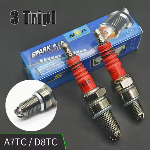 3 Triple Electrode Racing Sparking Plug A7TC D8TC Metal Motorcycle Spark Plug Dirt Bike Spark Plug