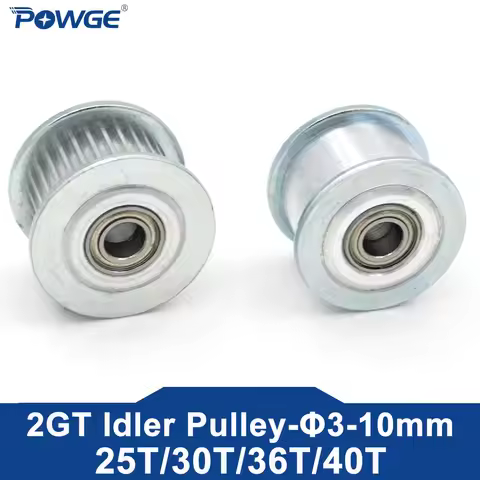 POWGE 25 30 36 40 Teeth 2GT 2MGT Idler Timing Pulley Bearing Bore 3/4/5/6/7/8mm for GT2 GT3 Belt Wid
