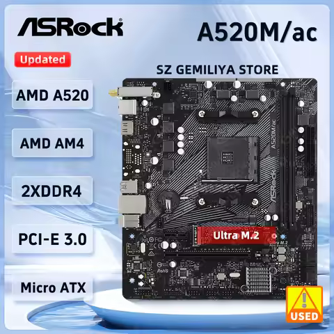 ASROCK A520 A520M Motherboard A520M/AC Motherboard Socket AM4 DDR4 64GB Micro ATX support 5600 5800