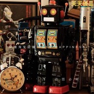 電動旋轉燈光步行機器人鐵皮玩具昭和復古生日禮物耶誕禮物擺件