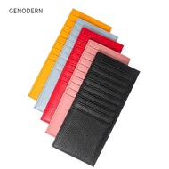 GENODERN Real Leather Long Bank Card Holder First Layer Cowhide Multi-Card-Slot Card Holder