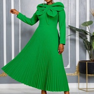 AOMEI Casual Church Dresses For Women 2025 Summer Pleated Long Sleeve Round Neck Dragonfly Spring Ma