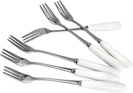 Fine Dessert Forks 18-10 Stainless Steel Fruit Fork(Creative White Ceramic Handle) Tasting Forks, 3-