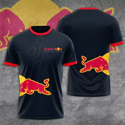 2025, the latest Red Bull T-shirt, fashionable racing T-shirt, 3D Red Bull Print T-shirt, urban fash