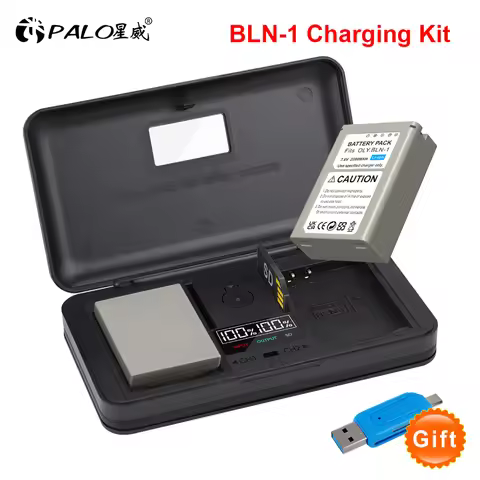 PALO BLN-1 BLN 1 PS-BLN1 Battery With Charger Case for Olympus OM-D E-M1, Olympus Pen F, OM-D E-M5, 