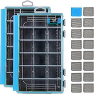 RUNCL Waterproof Fishing Tackle Box,2Pcs Blue, 3600