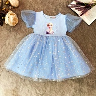READY STOCK 1-4yr Frozen 2 Elsa custume Princess kids Baby Girl tulle Dress comfy Cute soft cotton B