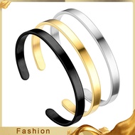 pCFJ_ Men Bracelet Smooth Adjustable Stainless Steel Solid Color Women Bangle Adult Decoration