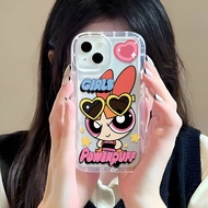 Photo frame airbag case for iphone 14promax 11 13 12 7Plus X XS Max Cartoon Powerpuff Girls cover