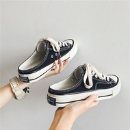 Summer Half Slippers Men Canvas Shoes Couple Korean Version All-Match Lazy Shoes Trendy Shoes Influe