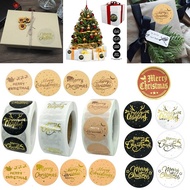 500Pcs/Roll 1inch/2.5cm Christmas Sticker Santa Claus Gold Foil Thank You Label Decor DIY Handmade Gift Sealing Stickers