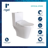 RIGEL Gallant One-piece Toilet Bowl with optional upgrade to manual/electronic bidet seat cover WO9030FA-HKM [Bulky]