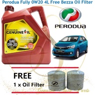 (100% Original) Perodua engine oil 0w20 0w-20 Fully Synthetic 4L FREE Perodua Oil Filter bezza axia myvi 2018 15601-P2A14 15601-P2A12
