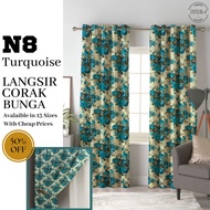 N8 Curtain Corak Bunga Ring &amp; Hook Sesuai Untuk Langsir Tingkap, Langsir Pintu Langsir Sliding Door langsir murah Bilik