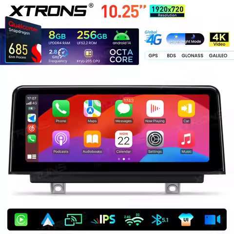 XTRONS 12.3" Android 14 Car Radio Car Multimedia Player For BMW 3/4 Series M3 NBT System Octa Core 8