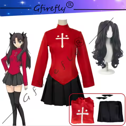 Fate Stay Night Rin Tohsaka Cosplay Costumes Anime Character Red Costume Accessories Wig Full Hallow
