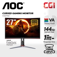 AOC 27" CQ27G2 VA QHD Freesync Premium 144Hz 1 ms Ergonomic Curved Gaming Monitor
