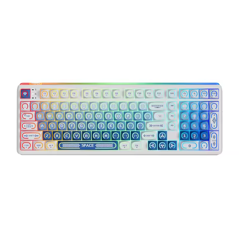 ROYAL KLUDGE RKR99 Wireless Mechanical Keyboard 98% 101 Keys 8K Transparent PBT Keycaps Gasket RGB H