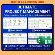 Ultimate Project Management Planner System – Google Sheets & Excel Gantt Chart Kanban Board, Task Tr
