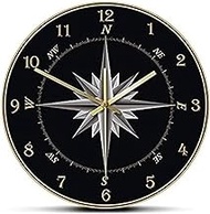 Wall Clock Member'S Day Gifts For Women Mariner'S Compass Wall Clock Compass Rose Nautical Home Decor Windrose Navigation Round Silent Swept Wall Clock Sailor'S Gift Gifts For Men
