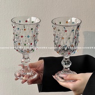 Retro Polka Dot Colorful Goblet Glass Wine Goblet