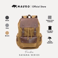MAURO Vintage Canvas Leather Backpack 28L Travel Laptop Bag Beg Galas Retro Kulit Canvas Beg Kerja S
