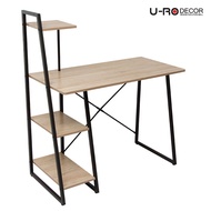 U-RO DECOR โต๊ะทำงานอเนกประสงค์ พร้อมชั้นวางของ 4 ชั้น รุ่น INTERN (อินเทิร์น) สีโอ๊ค / ขาสีน้ำตาลเข