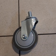 Tpr Medium 4" (100X32 Mm) Grey Rubber Wheels 1 Set 2 Brakes 2 Plain New Stock