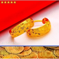 anting wanita dewasa motif batik dari bahan koin logam asli 1991/1992