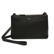 Agnes B. Voyage Leather Shoulder Bag with Shop Bag (Black)