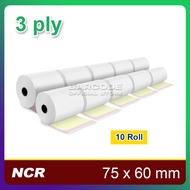 3PLY HVS Receipt Paper 75x60 Dot Matrix Cashier Printer 75x60mm 1 Pack