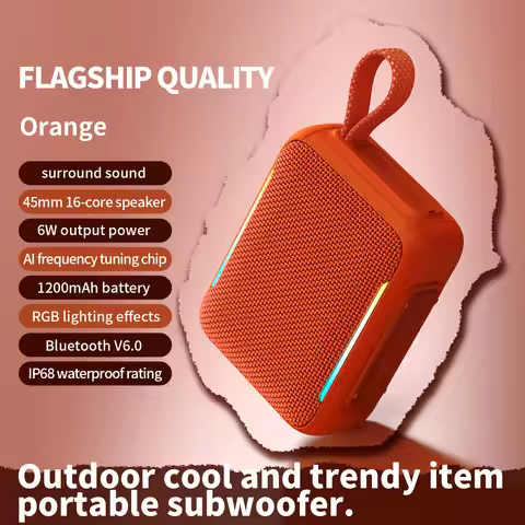 Outdoor Trendy Portable Bluetooth Speaker IP68 Waterproof 6W Surround Sound RGB Lighting 1200mAh Lan