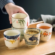 Japanese Style Coarse Pottery Retro Tea Cup Cooking Shop Wine Glass Buckwheat Tea Cup Large Tea Cup Vintage Ceramic Cup Tea Set Sushi Shop Hand Color Painting Water Cup Sake Cup Restaurant Tea Cup