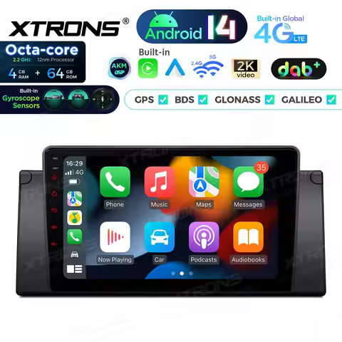 XTRONS 9" Android 14 Octa Core 4+64GB Car Multimedia Player for BMW E39 M5 E38 Car Stereo Built-in D