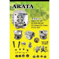 ARATA WAVE125 S X CNC PORTING PRO 4 VALVE 21/24 RACING CYLINDER HEAD COMPLETE SET 21MM 24MM W125 SUPERHEAD SUPER HEAD