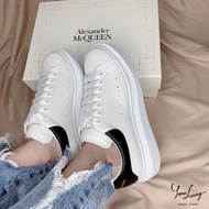 [Luxury] Alexander McQueen MCQ White Shoes Black Tail Men Women Collision Style Couple Thick-Soled C