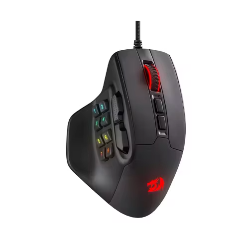 Redragon M811 Aatrox MMO Gaming Mouse, 15 Programmable Buttons Wired RGB Gamer Mouse w/ Ergonomic Na