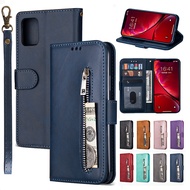 Samsung Note 20 Ultra A71 A51 5G A70E A31 A21S  Leather Case Full Protection Flip Holder Zipper Wallet Soft Cover Casing