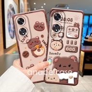 Oppo A60 A38 A18 A58 4G 5G A78 4G Case Latest Fashion Case Procamera Silicone TPU Brown Bear Aesthet