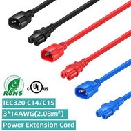 IEC320 C14 To C15 PDU UPS Extension Cable 15A 250V Male To Female 14AWG SJT AC Power Cord Yellow/Red