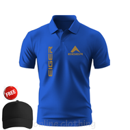 Polo Shirt Pria Kasual Grafis Eiger dengan Bonus Topi - Bahan Algodon Lengan Pendek Motif Abstract W