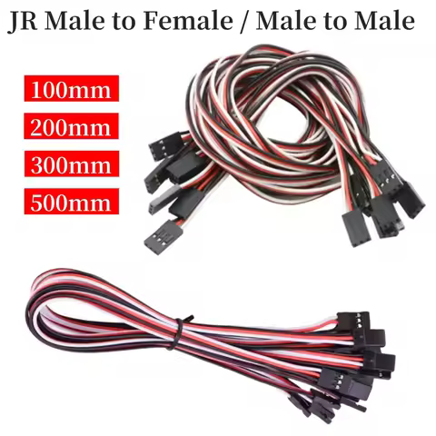 JR Male to Female/male 3-Pin Servo Extension Cable Wire 100mm 200mm 300mm 500mm For RC Futaba JR Mal
