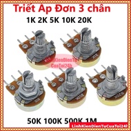 High quality 3-pin Single Potentiometer 2K 10K 50K 500K 1M, Volum potentiometer