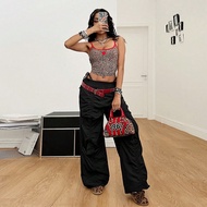 Women's Summer Gyaru Old Money Y2K Rapper Streetwear Business Casual Ruched Stacked Straight Pants