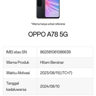Oppo A78 5G Ram 8Gb |128Gb (Bekas) Warna Hitam Garansi On Agustus 2024