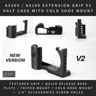 Extension Grip V2 Half Rig Cage Case sony A5000 A5100 Cold Shoe Hot Shoe Mount 1/ 4 Inch Accessory S