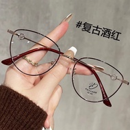 Glasses Show Face Small Plain Face Cat's Eye Golden Wire Frame Large Frame Myopia Eyes Can Be Matche